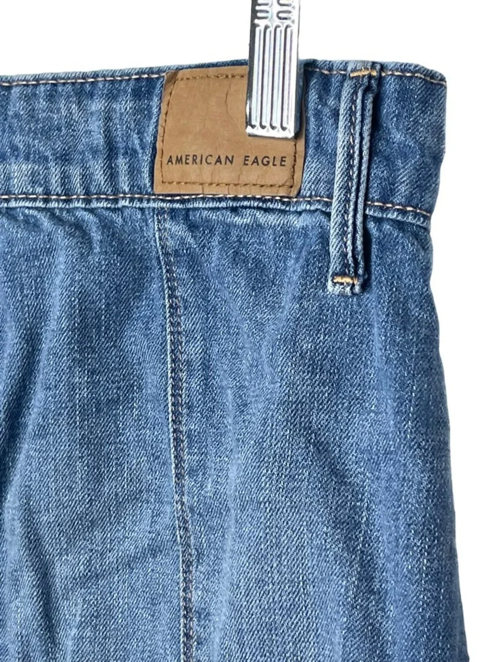 American Eagle Denim Mini Skirt Womens Size 2 Blue High Rise Zip Front A Line